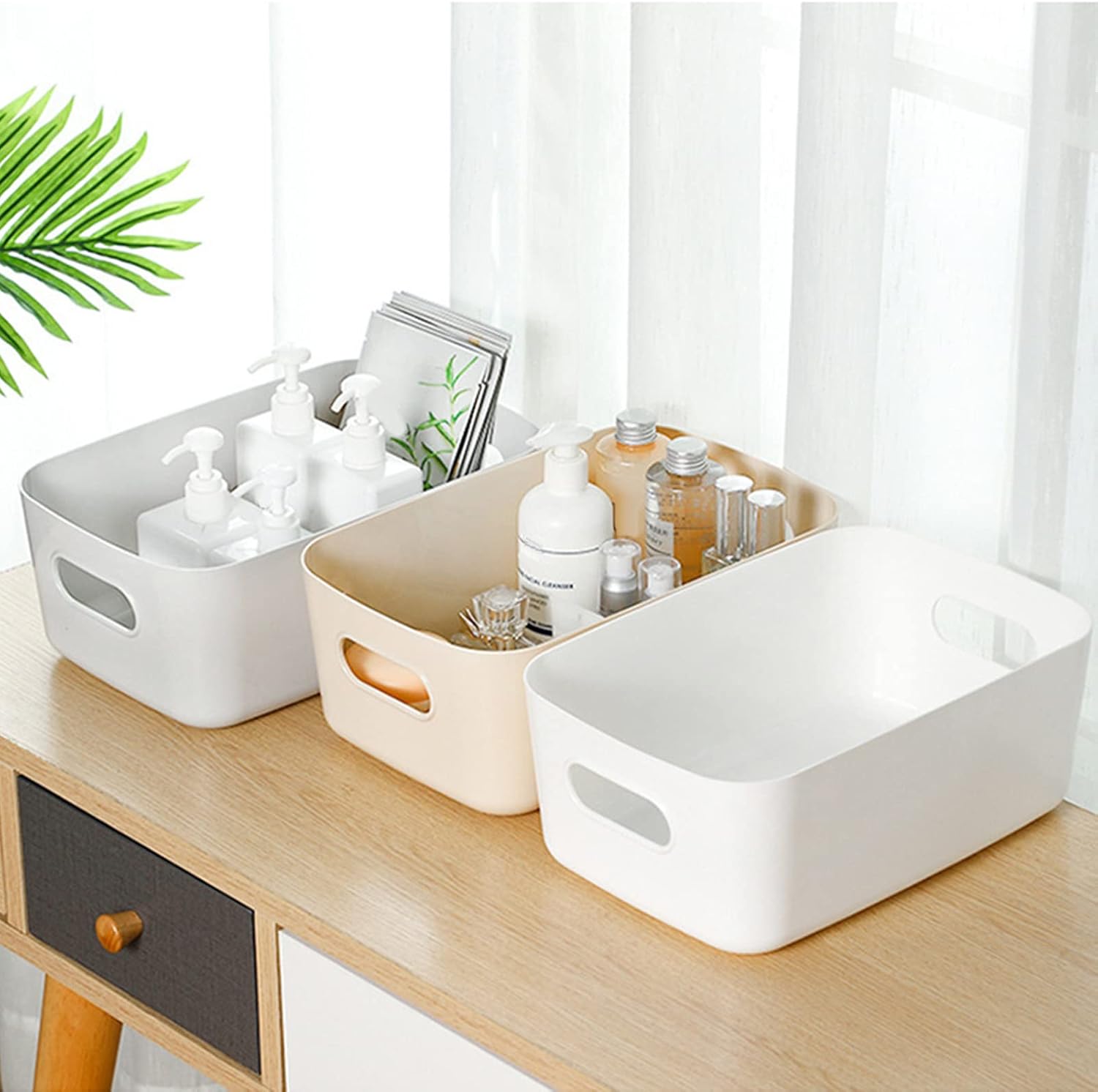 Plastic Storage Bin Multipurpose Desktop Organizer (Blue) image 3