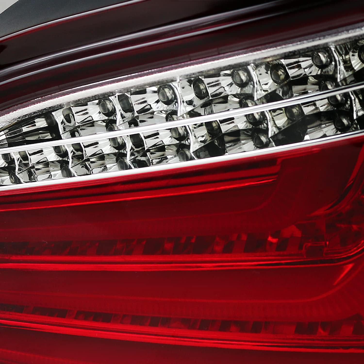 SPEC-D TUNING Red LED Bar Tail Lights Compatible with 2004-2007 BMW E60 5-Series 4 Door Models, Left + Right Pair Assembly