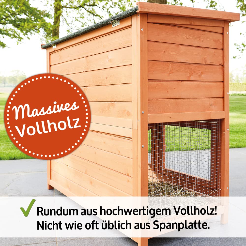 zooprinz Premium Hasenstall Mukkel – Kaninchenstall aus edlem massiven Vollholz ideal für draußen – Kleintierstall mit natürlich Farbe gestrichen – Besonders einfach und schnell zu reinigen