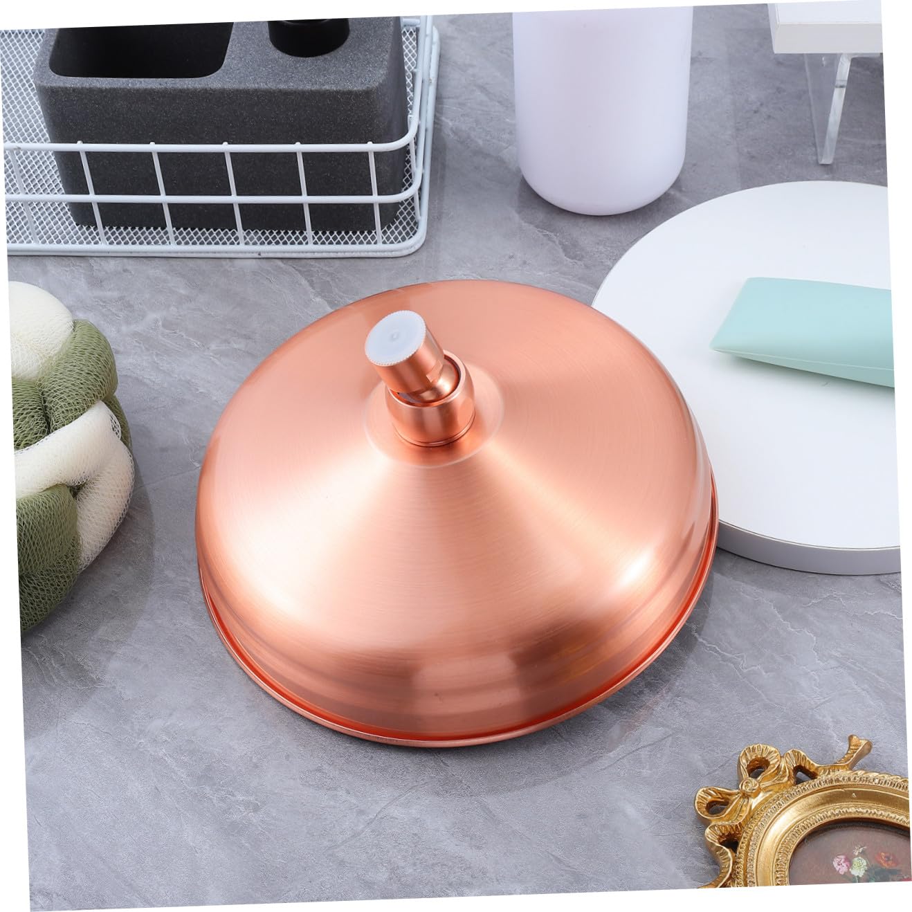 jojofuny Cabezal Rociador De Ducha De Cobre Duradero, Diseño Sencillo y Moderno, Boquilla Grande Redonda Para Baño Residencial
