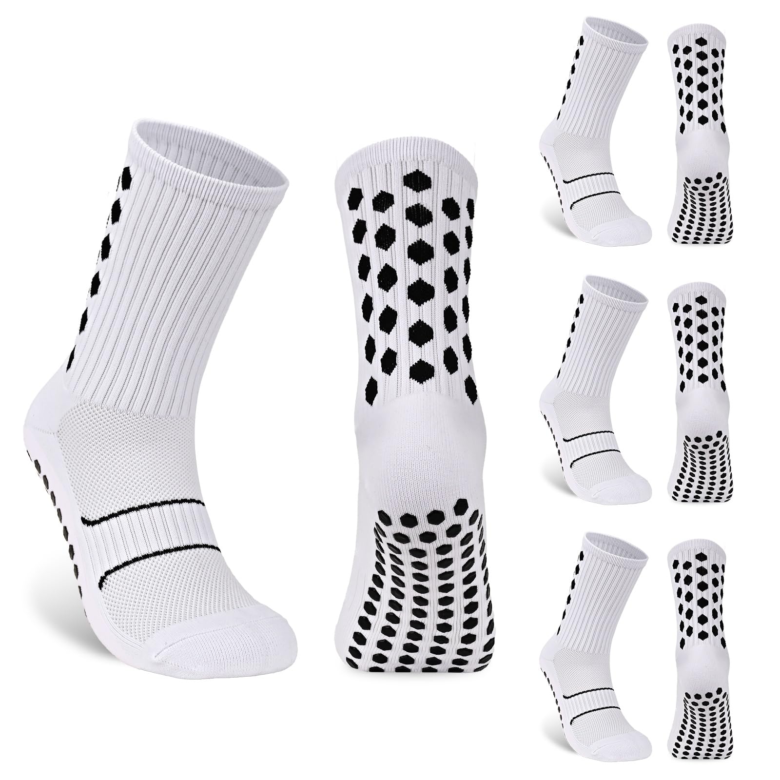 3 Pairs Football Socks for Men Grip Socks Football Kids Non-Slip Breathable Moisture Wicking Soft Sports Socks Size 4-11-image-31