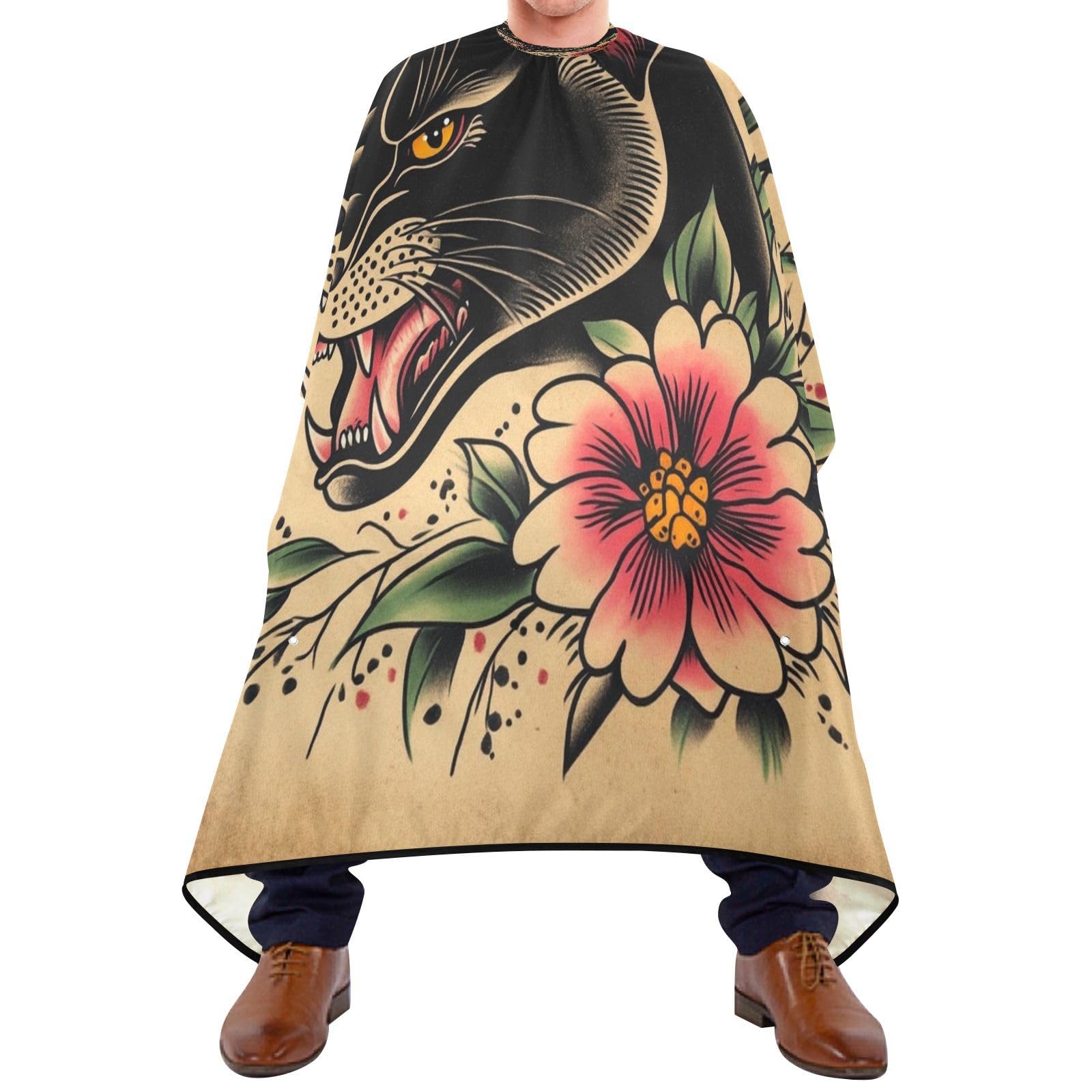 Kigai Leopard Flower Hair Cutting Cape for Men & Women Waterproof Barber Cape Professional Hairdressing Salon Styling Apron with Adjustable Closure Snap