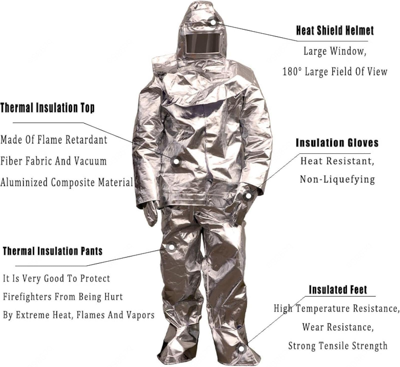 Traje Protección contra Incendios, Uniforme Bombero Resistente A Altas Temperaturas para Plantas Químicas Y contra Incendios