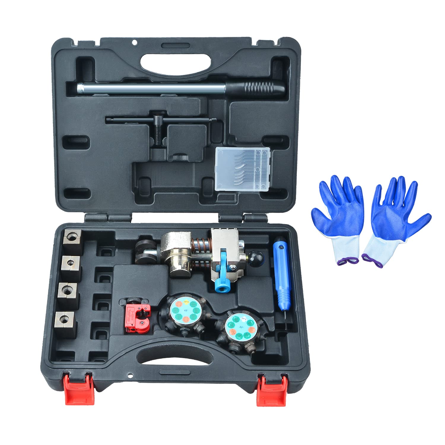 Kit Svasatura Tubi Freno Professionale, Svasature Singole, Doppie e a Bolla 37° e 45° gradi, per Tubi 3/16" 1/4" 5/16" 3/8" (4,75/6,35/8/9,5 mm)