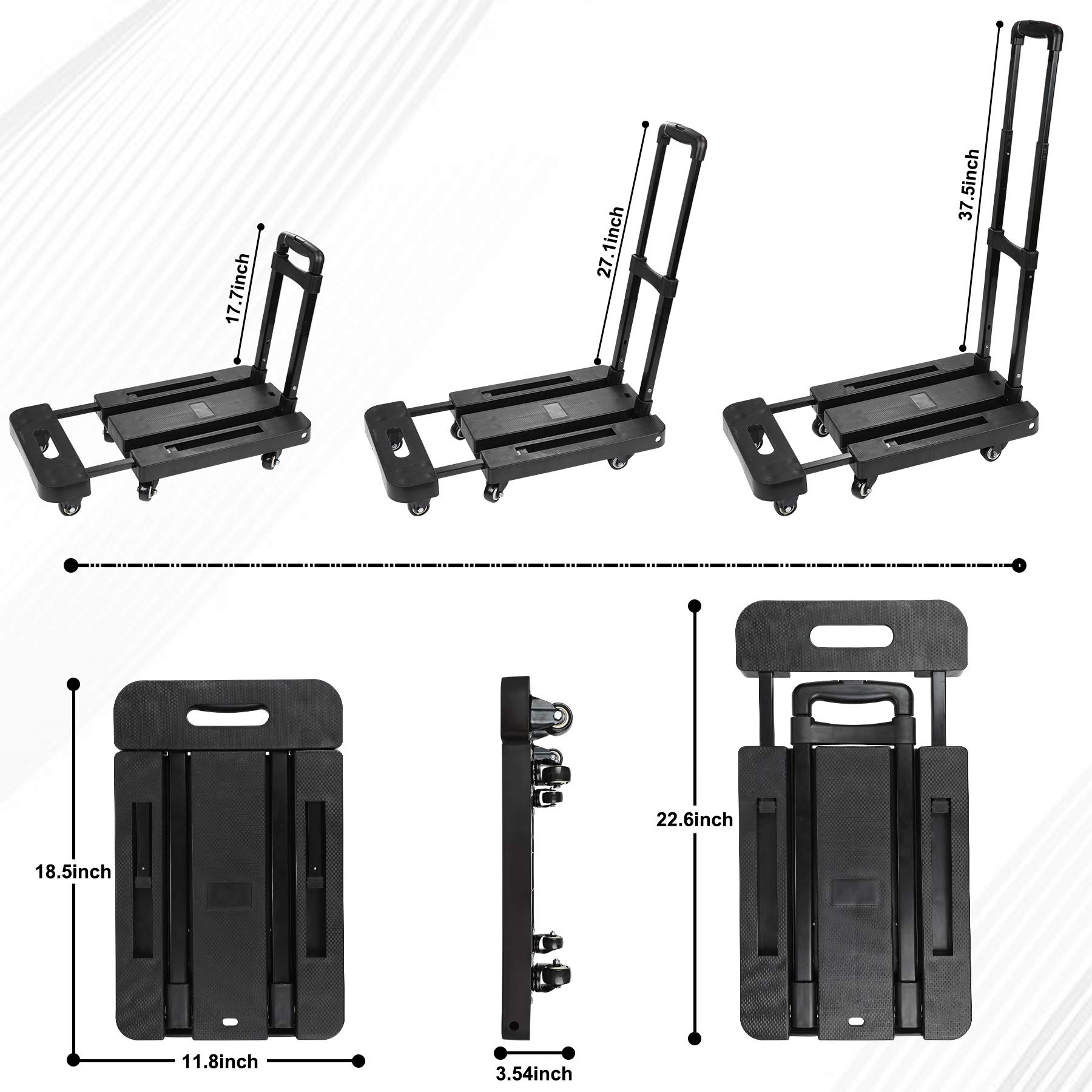 Folding Hand Truck, 550lbs Capacity 6 Wheels Heavy Duty Folding Luggage