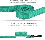 Poignées de chien pour chiens moyens à grands avec deux poignées rembourrées 5FT/6FT, Poignée double de chien, plomb d'entraînement réfléchissant, laisses de circulation durables(6FT,Vert)