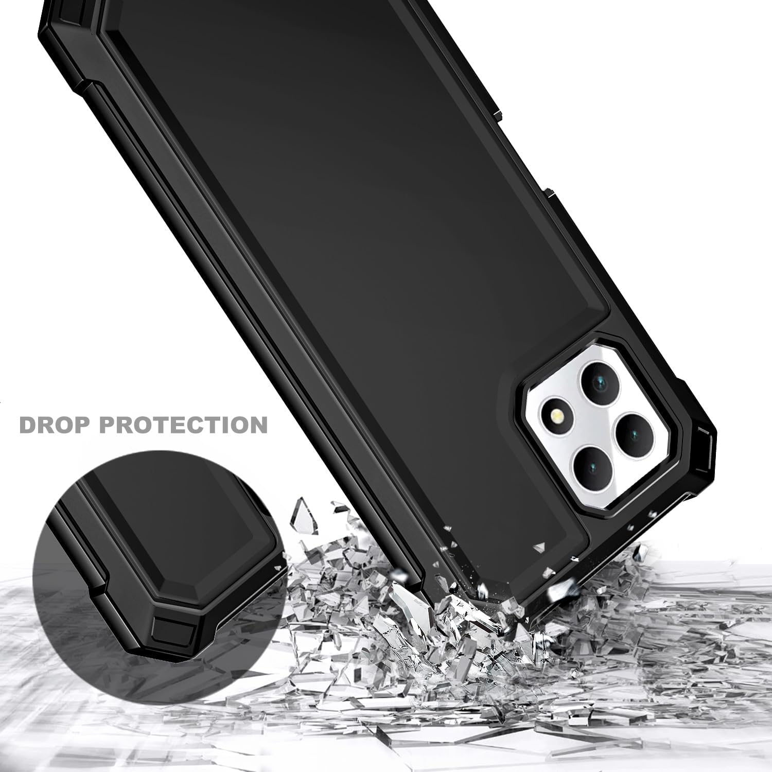 NZND Designed for T-Mobile REVVL 7 Phone Case (REVVL 7 5G), Black | with Screen Protector, Full-Body Shockproof Protective Rugged Impact Resist Bumper Cover