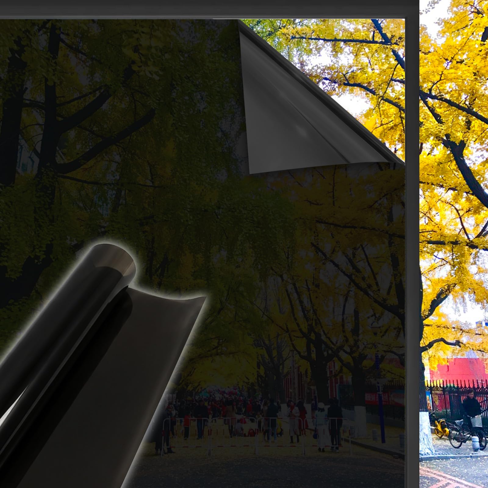 Película de Ventana Solar 75 x 700 cm Efecto Espejo Cristal Unidireccional Protector de Privacidad Anti 99% UV Película de Aislamiento para Hogar Tienda Oficina, Negro