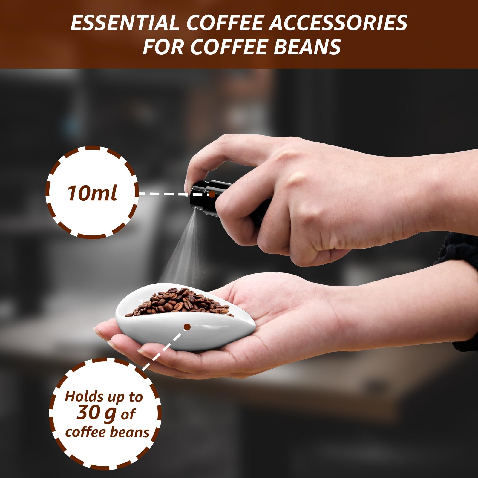Coffee Bean Dosing Cup and Spray Bottle Set, Dosing Vessel,Single Dose Measuring Tray Kit,Spray for Reducing Coffee Power Static,Coffee Bar Accessories,Espresso Dosing Cup for Coffee Lover Gift