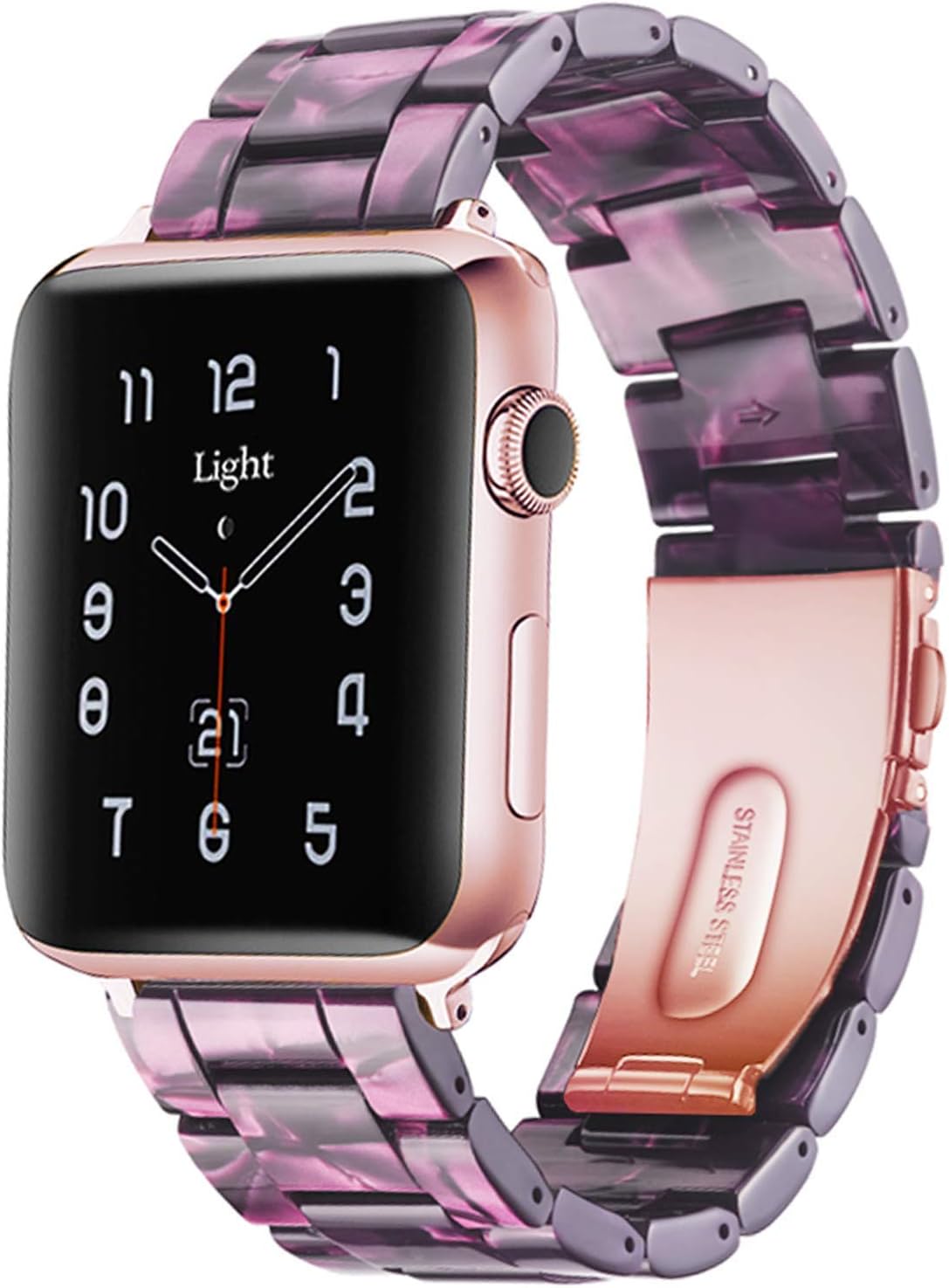 Light Apple Watch Band - Fashion Resin iWatch Bands Bracelet Compatible with Stainless Steel Buckle for Apple Watch Ultra Series 8 7 Series 6 Series SE Series 5 Series 4 Series 3 Series 2 Series 1