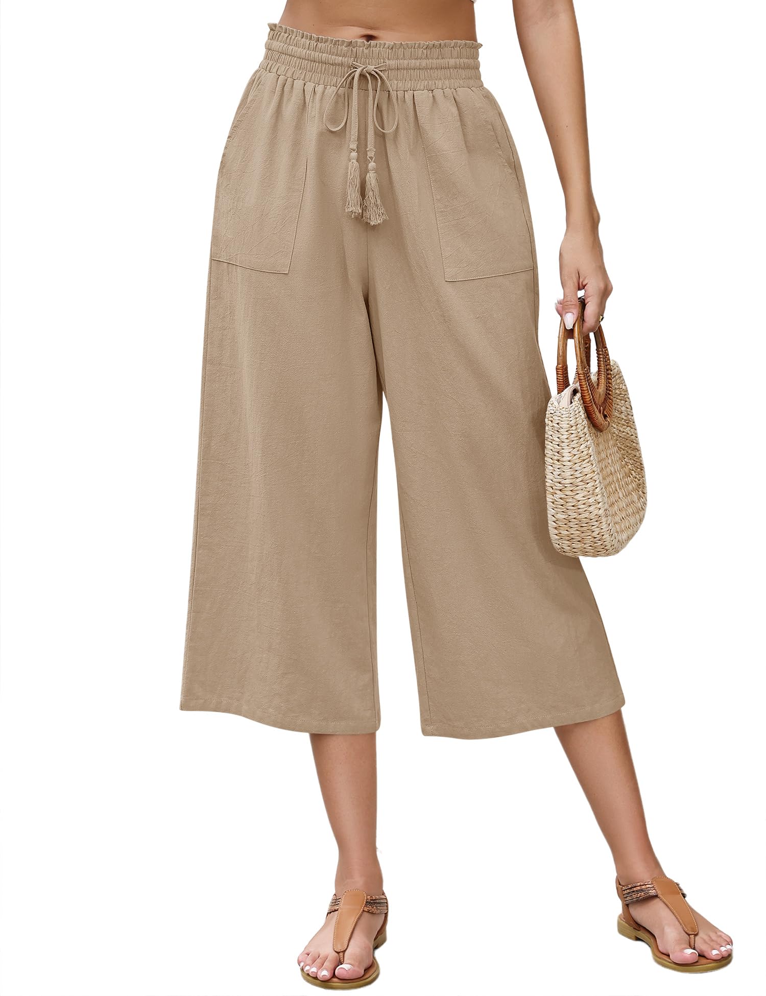 LOMON Linen Capri Pants