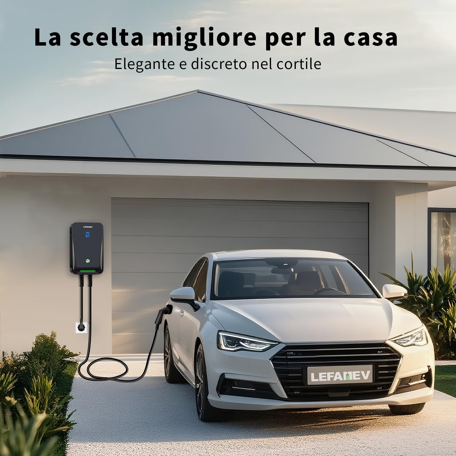 Caricatore EV 7KW, Wallbox Tipo 2 32A per Auto Elettriche, Stazione di Ricarica IP67 con Schermo LCD e Cavo da 6M, Compatibile con Tutti i Veicoli Elettrici e Ibridi Plug-in 7KW