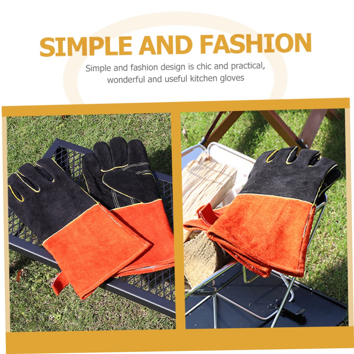 Guantes para Asar Resistentes al Calor, Guantes de Horno Resistentes al Desgaste, para Barbacoa al Aire Libre y Cocina, Diseño de Cinco Dedos, Antideslizante, Protección Integral