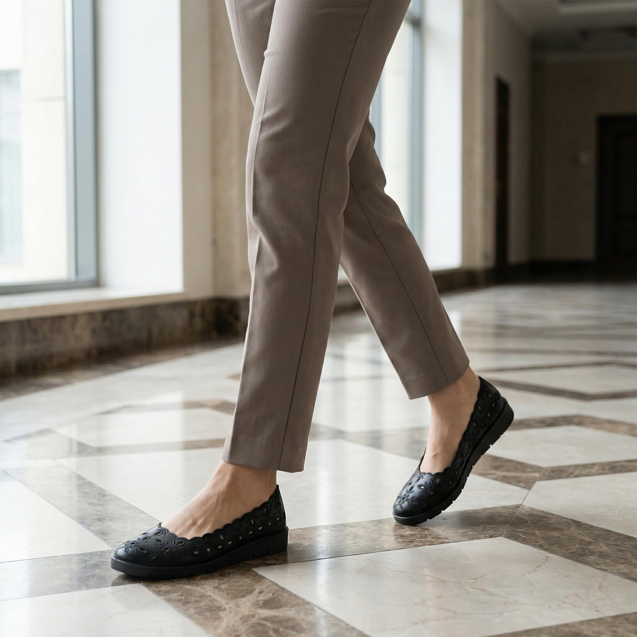 Mocassino Merceditas Ballerina Donna - Scarpa piatta estiva con pizzo traforato, suola morbida e confortevole, stile casual elegante