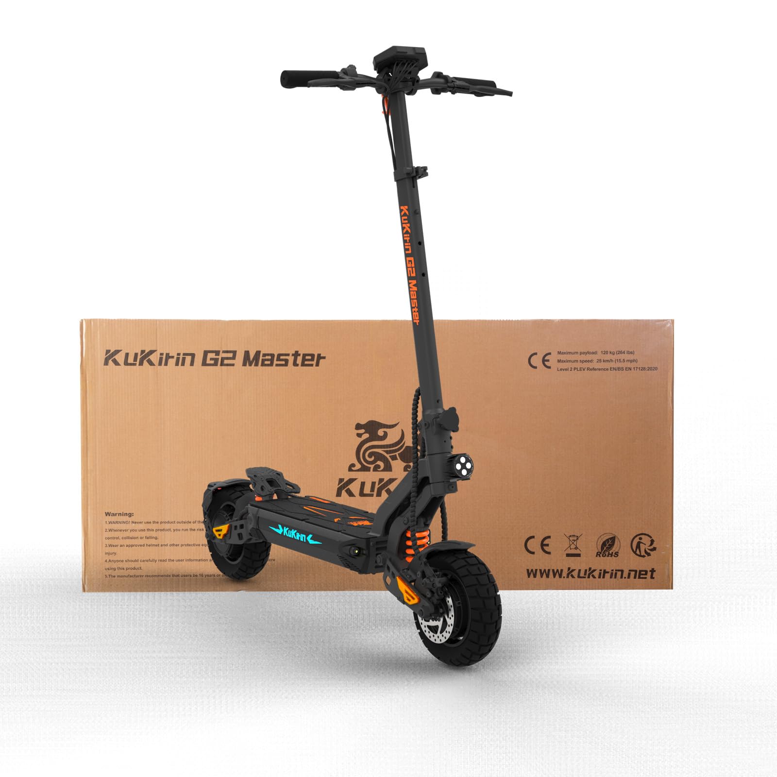 Kukirin G2 Master Adult Electric Scooter, Double Motor, 70KM Autonomy, 10 Inch Wheels, Hydraulic Suspension, Double Disc Brakes, LCD Screen, LED Lights, Portable and Foldable for City and Adventure