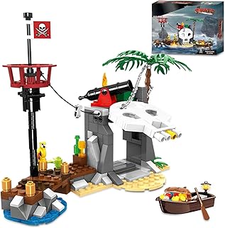 Pirate Ship Building Sets with Treasure Island, Pirates Boat Toy Building Block Kits, Creative Pirates Themed Display Model Room Decor Gifts for Kids Boys 6+, 232 Pcs, Compatible with Lego