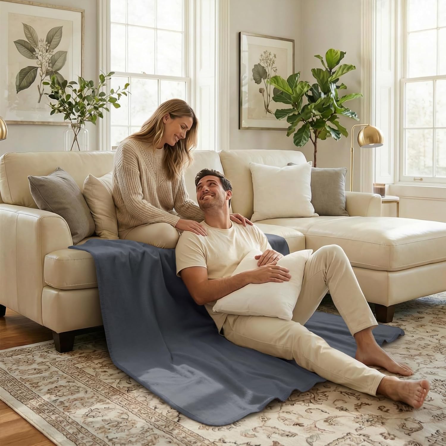 Luciphia 100% Waterproof Blanket for Adults or Large Dogs, Soft Polar Fleece Pet Blankets for Bed Couch Protector Washable, Reversible Leakproof Furniture Protection for Puppy,Dark Grey,85x57 inch - Image 3