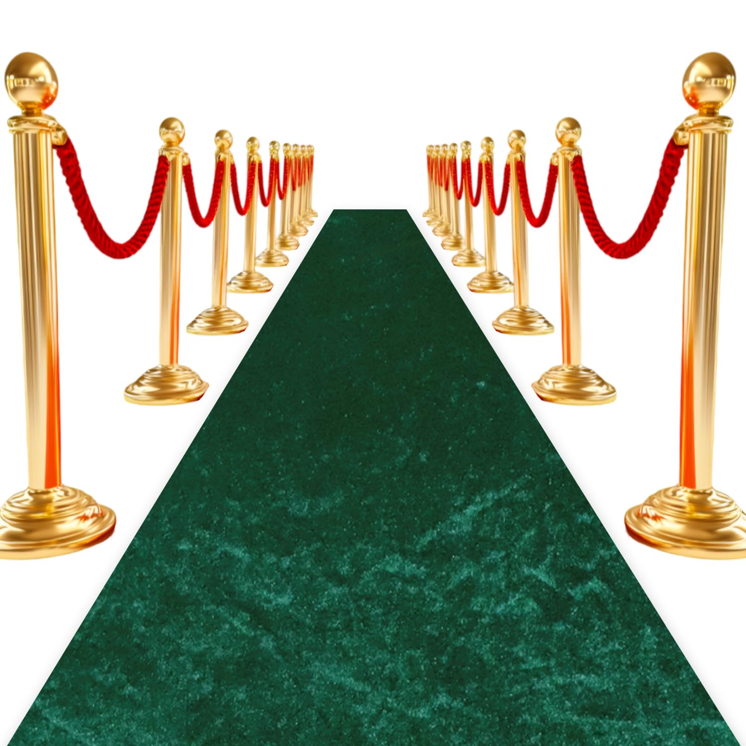 ROMANKAS Green Carpet Runner Velvet Aisle Runner Rug 5x20FT Aisle Runners for Wedding Ceremony Walkway Runner with Carpet for Beach Theme Wedding Party Banquet Reception Decoration