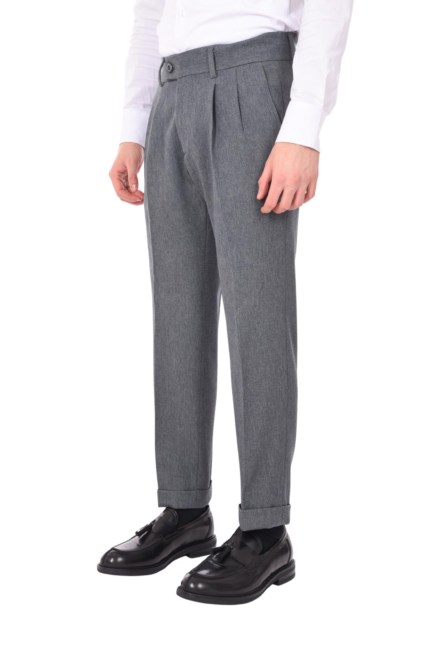 Ciabalù Pantaloni Uomo Invernali Eleganti Capri con Doppia Princes Vita Alta Risvoltino alla Caviglia Fondo Ampio Made in Italy vestibilità Regolare