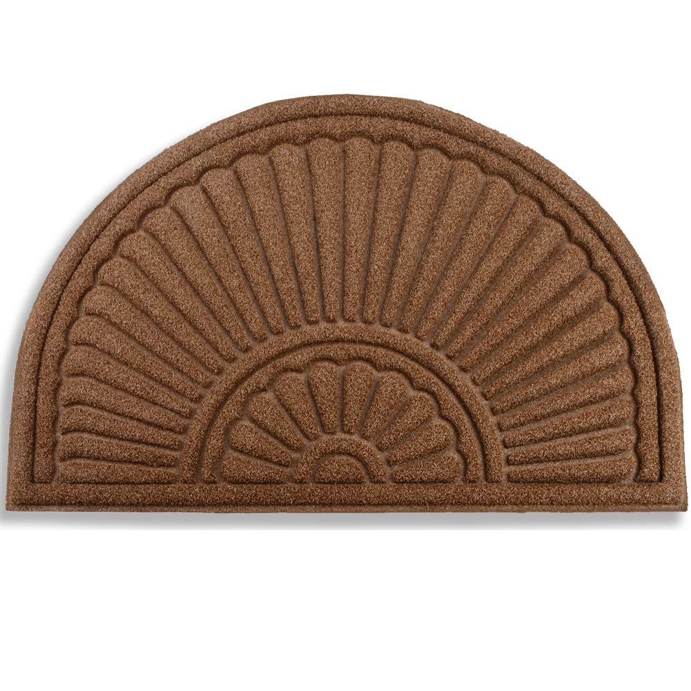 Mibao Half Round Entrance Door Mat, 24 x 36 inch Winter Durable Large Heavy Duty Front Outdoor Rug, Non-Slip Welcome Doormat for Entry, Patio