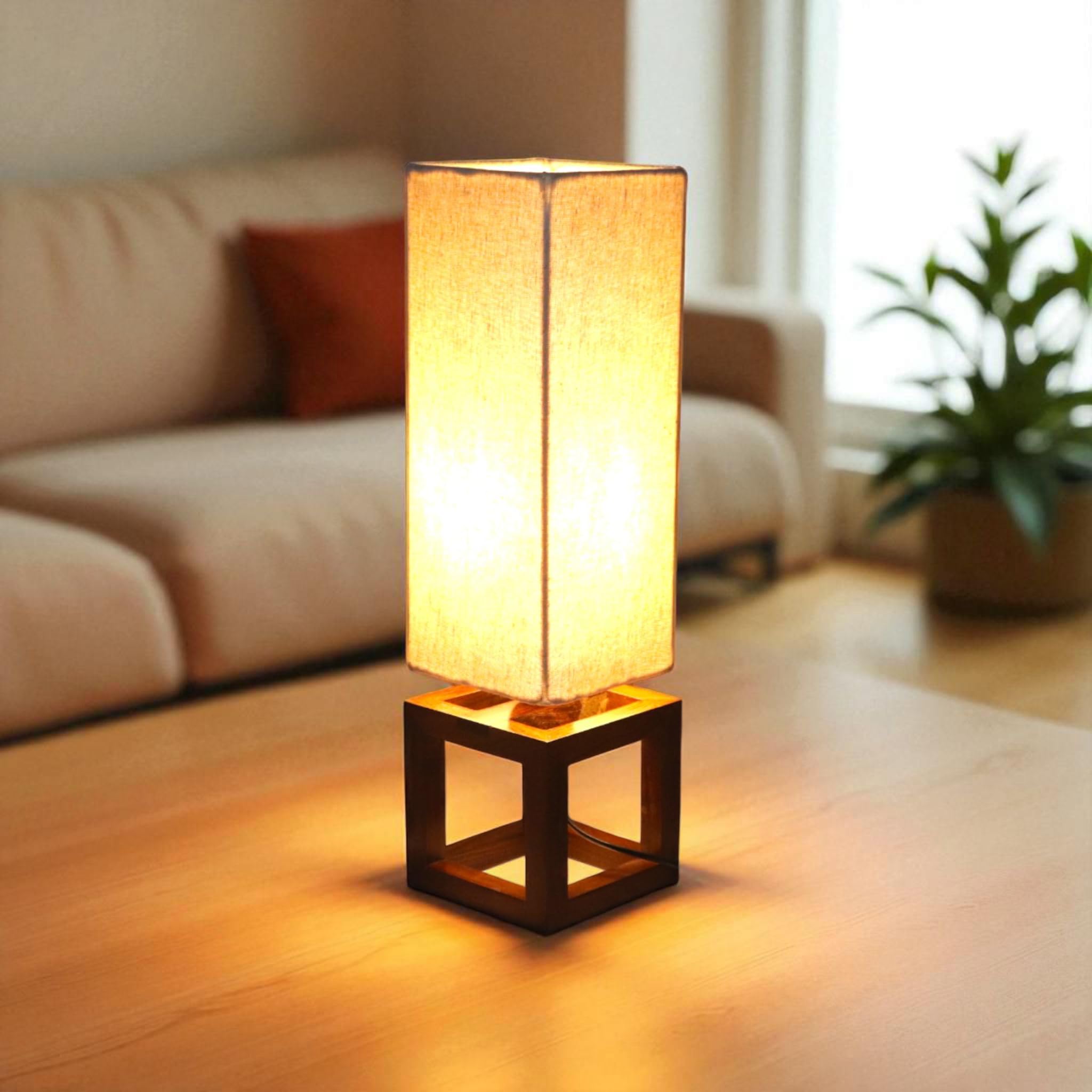 Sheesham Wood Table Lamps For Living Rooms Bedroom Study Lamp Bedside Table Lamps for Home Decoration office Desk Lamp for Drawing Room Lamp 14.5 inch Without Bulb