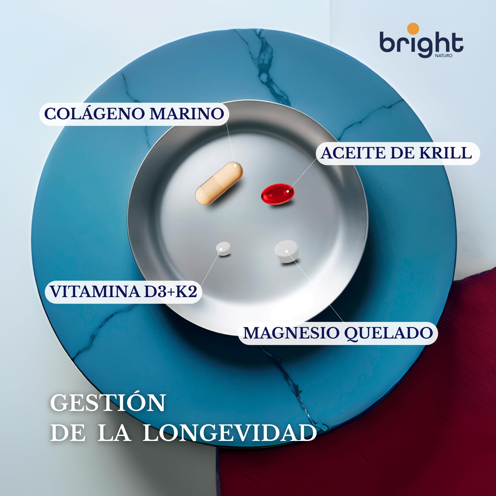 Gestión de la Longevidad | Vitamina D3 y K2 4000 UI + Magnesio Omega 3 Krill Colágeno - Sin OMG | Poderosa sinergia de vitaminas y minerales l 28 Dosis Diarios