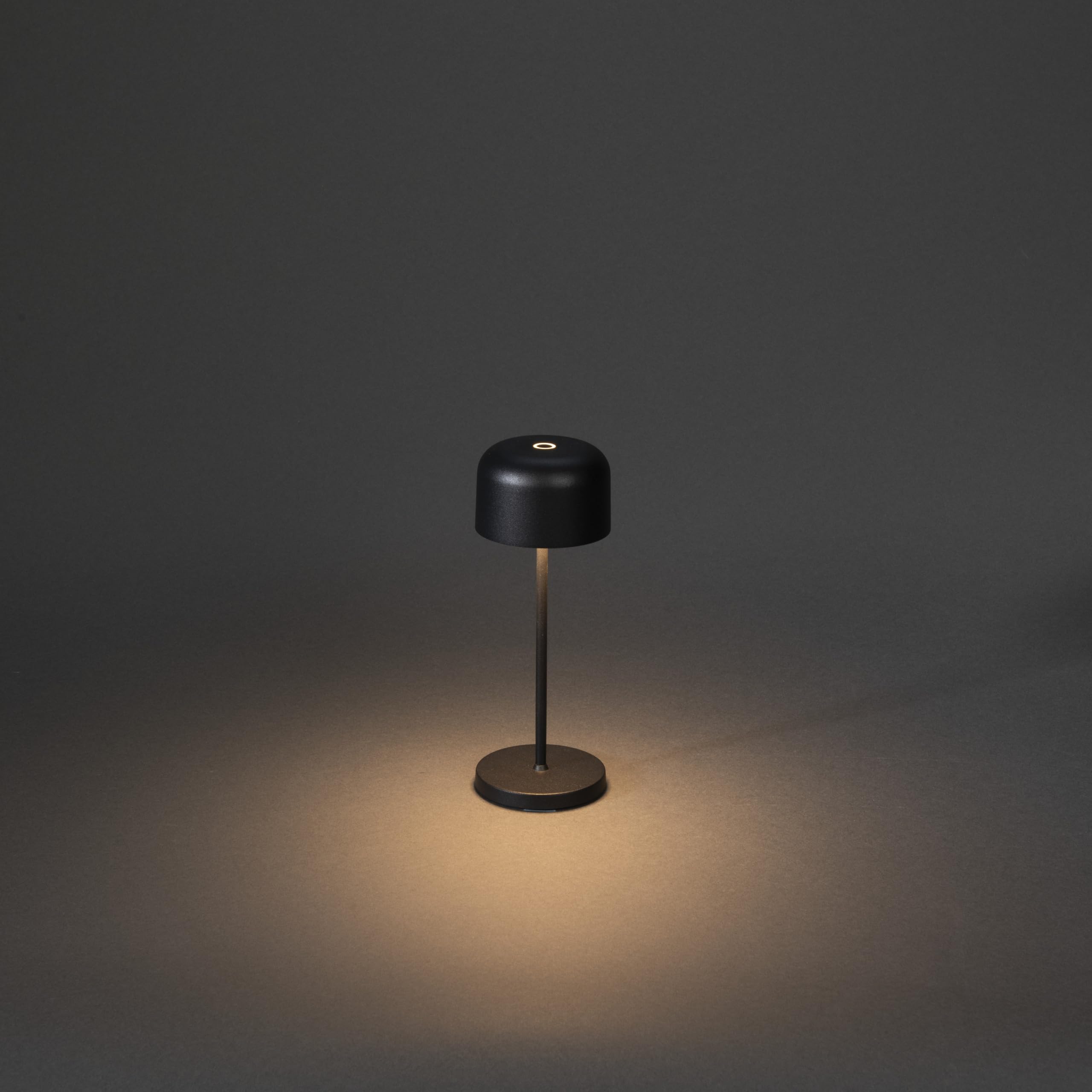 Konstsmide Lámpara de mesa inalámbrica recargable con control táctil y 2 modos de color y base de carga USB incluida, luz alimentada por pilas para uso en interiores o exteriores