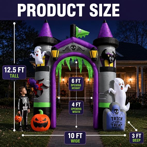 12.5 FT Inflatable Halloween Decorations, Huge Blow Up Halloween Archway