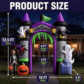 12.5 FT Inflatable Halloween Decorations, Huge Blow Up Halloween Archway