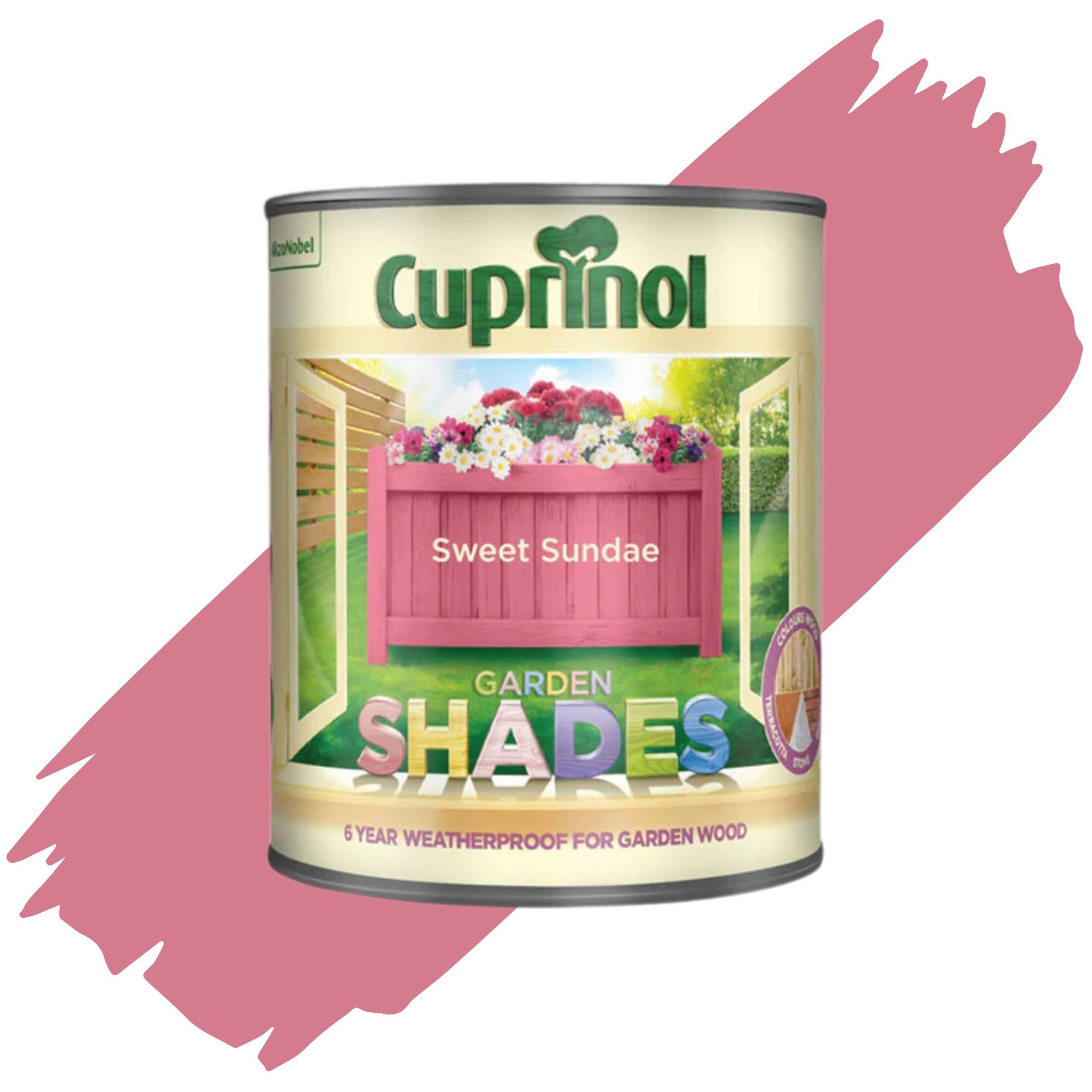 AOC24 2.5L Garden Shades Fence Paint, Outdoor Wood Paint For Garden Sheds, Furniture, Fences, Exterior Wood, Water Based Paints For Outdoor Surfaces, Brick, Pots (Sweet Sundae)