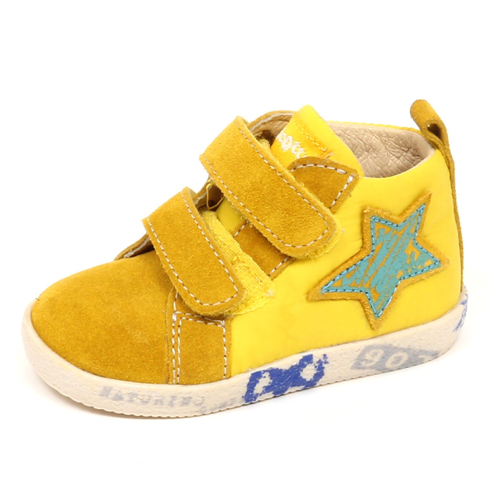 Sneaker bimbo giallo Falcotto anti-glissade pour sécuriser les pas de bébé boy