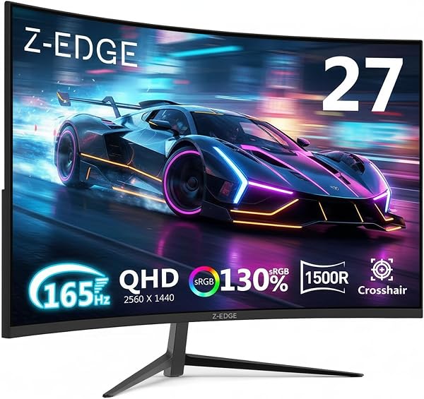 Z-Edge 27 Zoll Curved VA Gaming Monitor 165Hz 1ms 1440P QHD HDR10