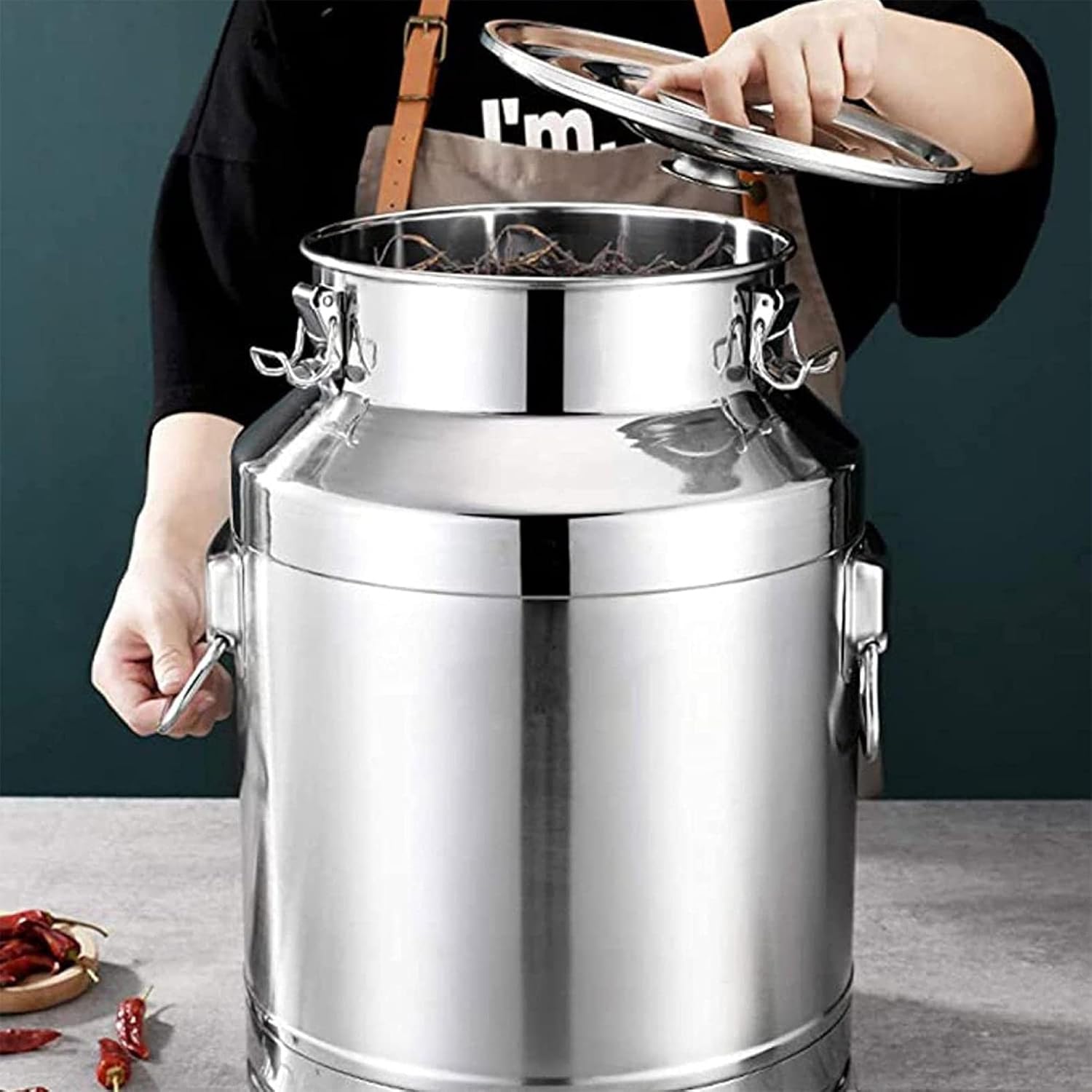 Airtight Milk Can Bucket - 201 Stainless Steel Thicken Milk Transport Barrels with Silicone Sealed Lid for Milk and Liquid Storage,A-88L（A-88L）