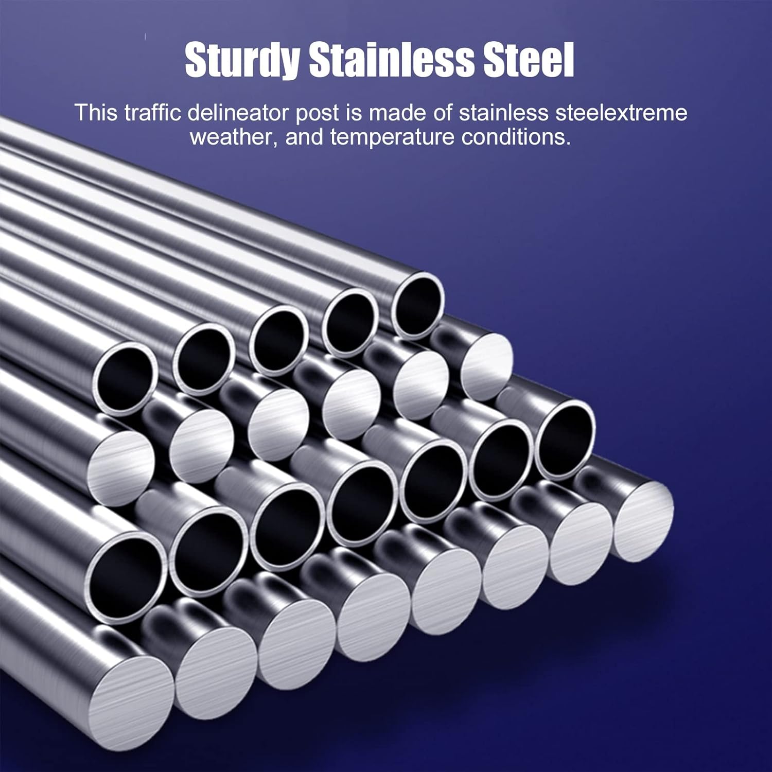 Stainless Steel Security Parking Lock Posts with Lock & Base, Reflective Tape, for Home Garage Driveway Commercial Solid Barrier