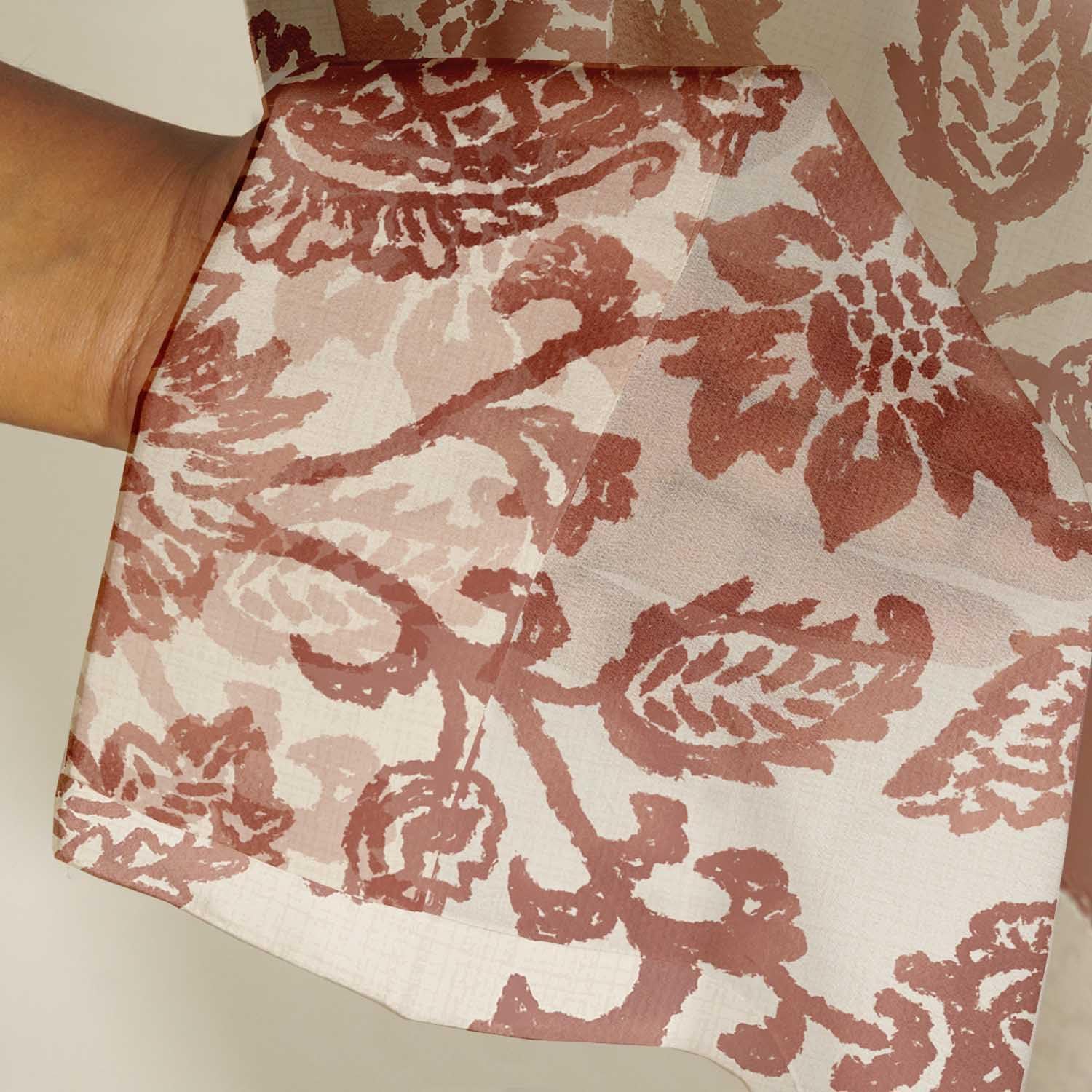 Botanical Vine Design Sheer Curtains for Short Windows - Set of 2 Panels, 63", Grommet Top, Printed Georgette, Light Filtering Drapes for Kitchen or Bedroom
