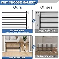 Vista 2 de Malier Puerta de Interior para Perros con Puerta, 26-41" Extra Ancha Puerta Completa de Metal para Mascotas Puerta Corta para Perros para Escaleras