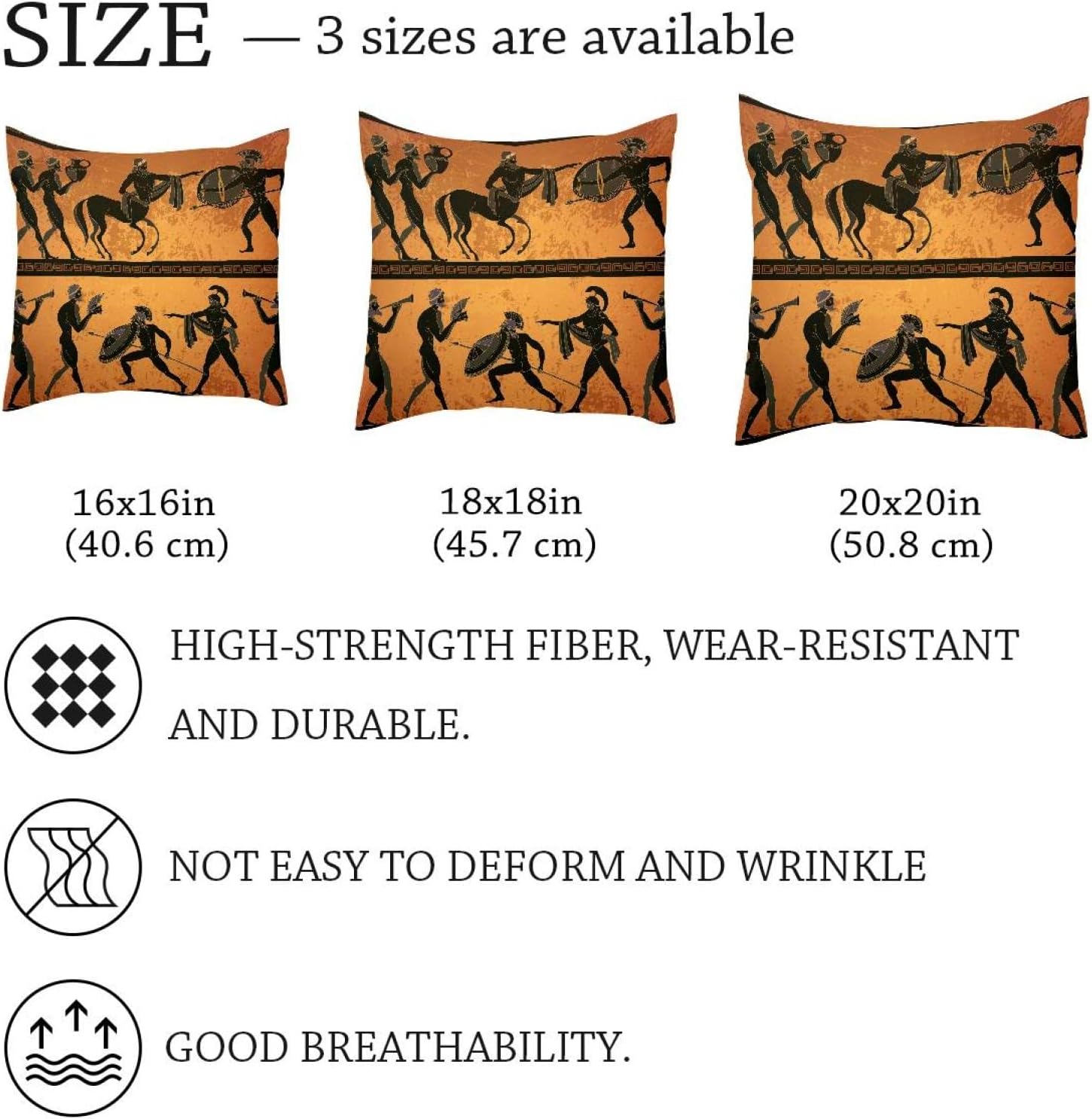 LORVIES Xmas Pillow Covers, Ancient Greek Throw Pillow Covers 20 x 20 inches, 2 Pack Square Farmhouse Pillowcase, Velvet Cushion Case for Sofa Bedroom Home Decor