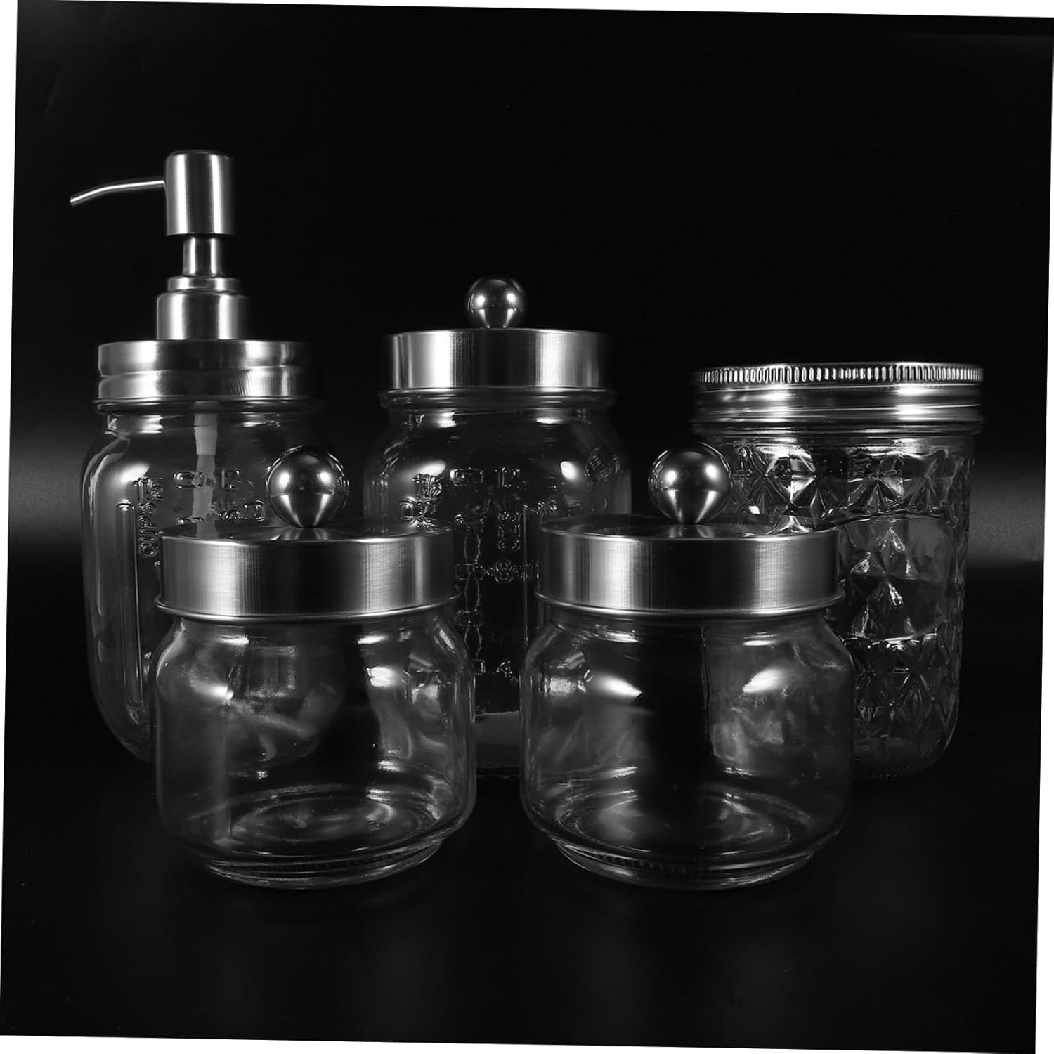 Generic 1 Set Bathroom Accessories Set Cotton Dispenser Bathrooms Toothbrush Holder Rustic Farmhouse Decor Swab Shower Accessories Bath Accessories Bathroom Soap Dispensing Jar Glass