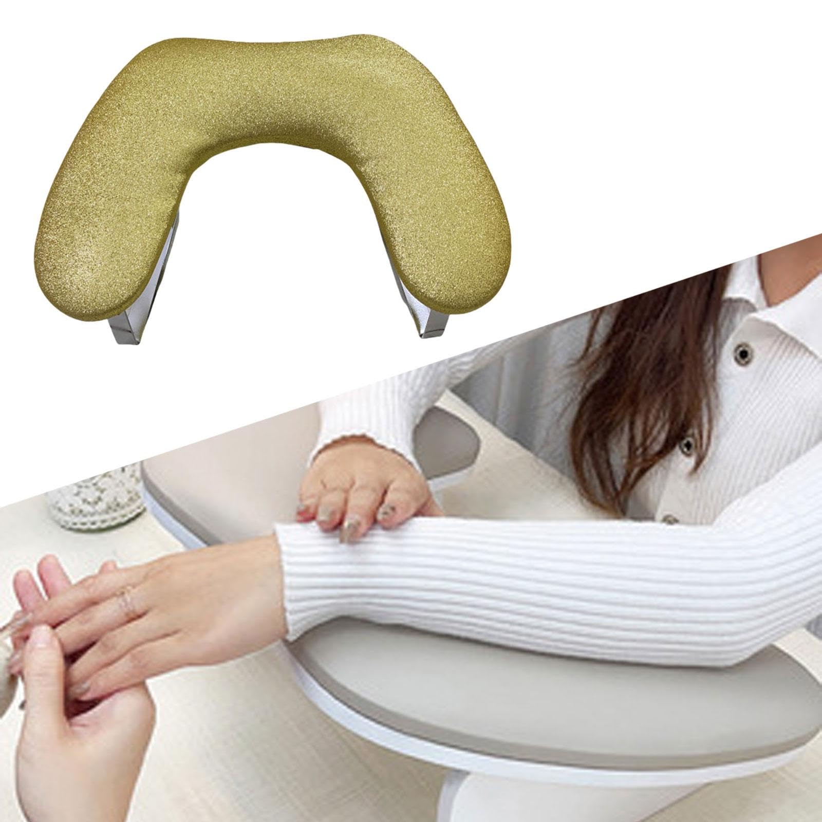 Cuscino poggiamani ergonomico per manicure, in pelle PU, con base antiscivolo, 46 x 35 x 14 cm, per saloni di bellezza e uso domestico, colore: oro