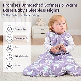 Unnivoll Baby Sleep Sack 18-24 Months TOG 2.5 Winter Baby Wearable Blanket, 100% Cotton Toddler Sleeping Sack with 2-Way Zipper Warm Soft Purple Leaf