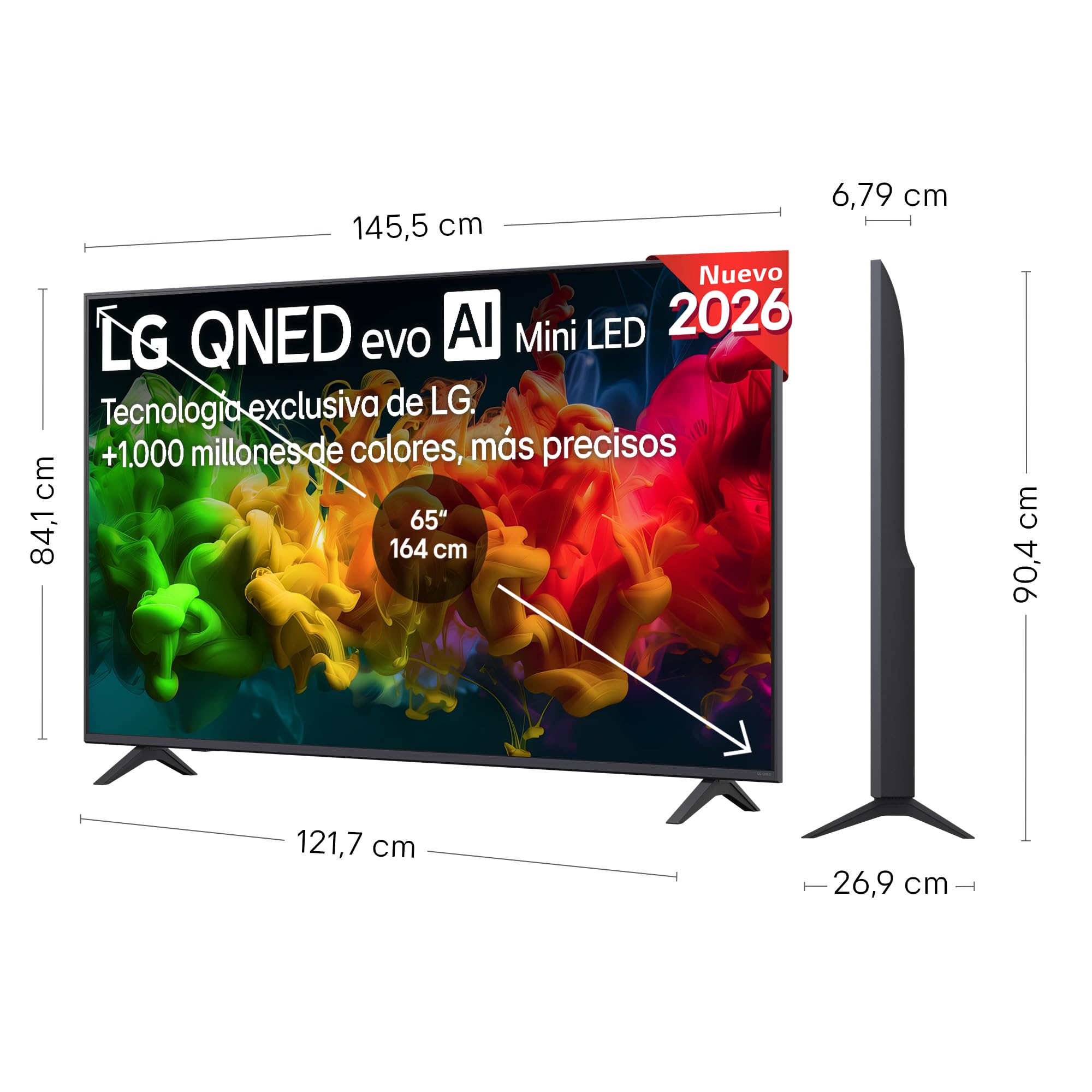LG 55QNED80B6B - TV 55", 4K QNED EVO MiniLED, Sin Reflejos al 94%, Smart TV, WebOS 26, Procesador α7 AI Gen9, 4K Super Upscaling, HDR10 y Dolby Digital Plus, Alexa/Google Assistant, Negro