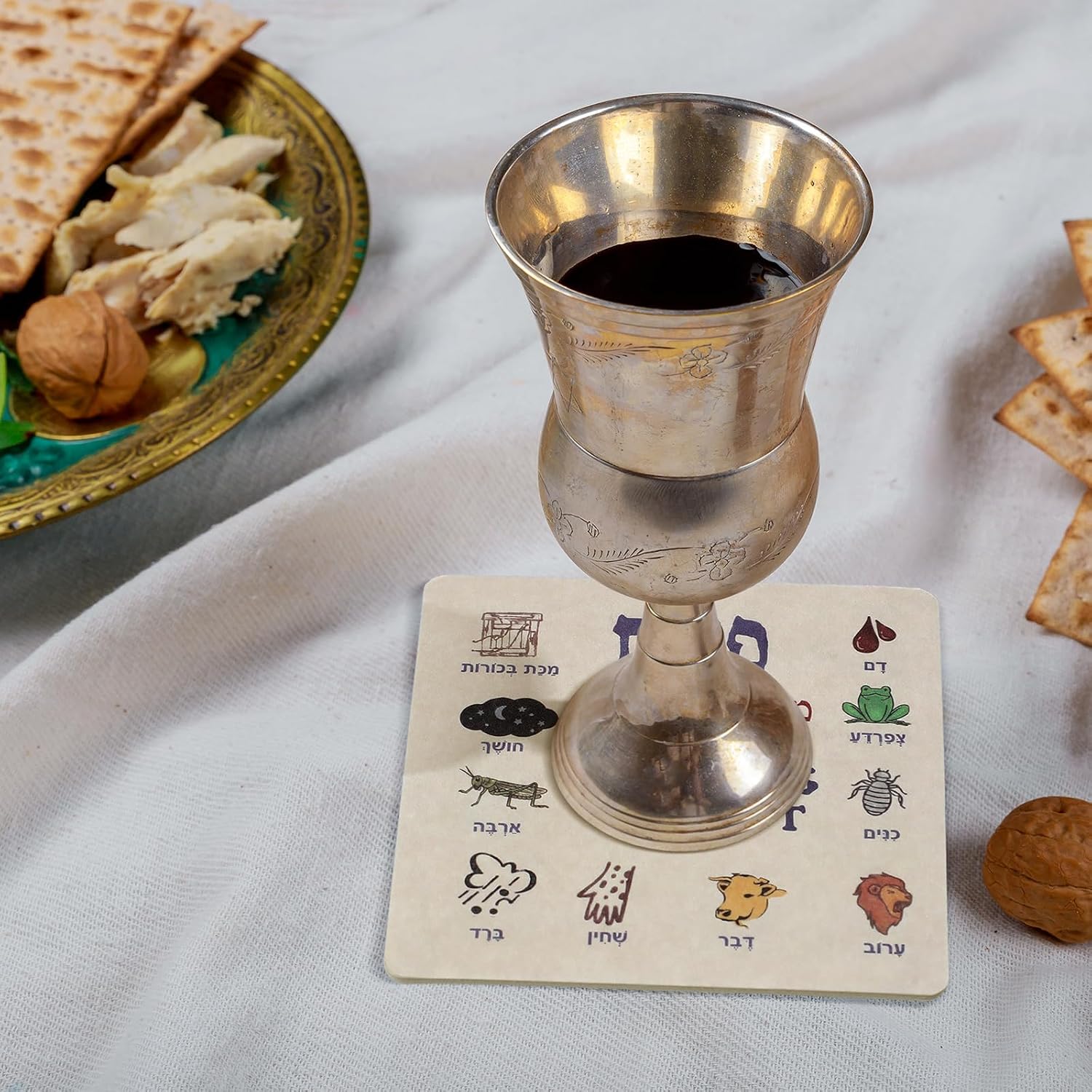 Willinglong 36 Sets Passover Drinks Coasters the Ten Plagues Coasters 4x4 Inch Paper Coaster Set for Seder Table Disposable Table Decor for Christian Gifts Passover Seder Decoration