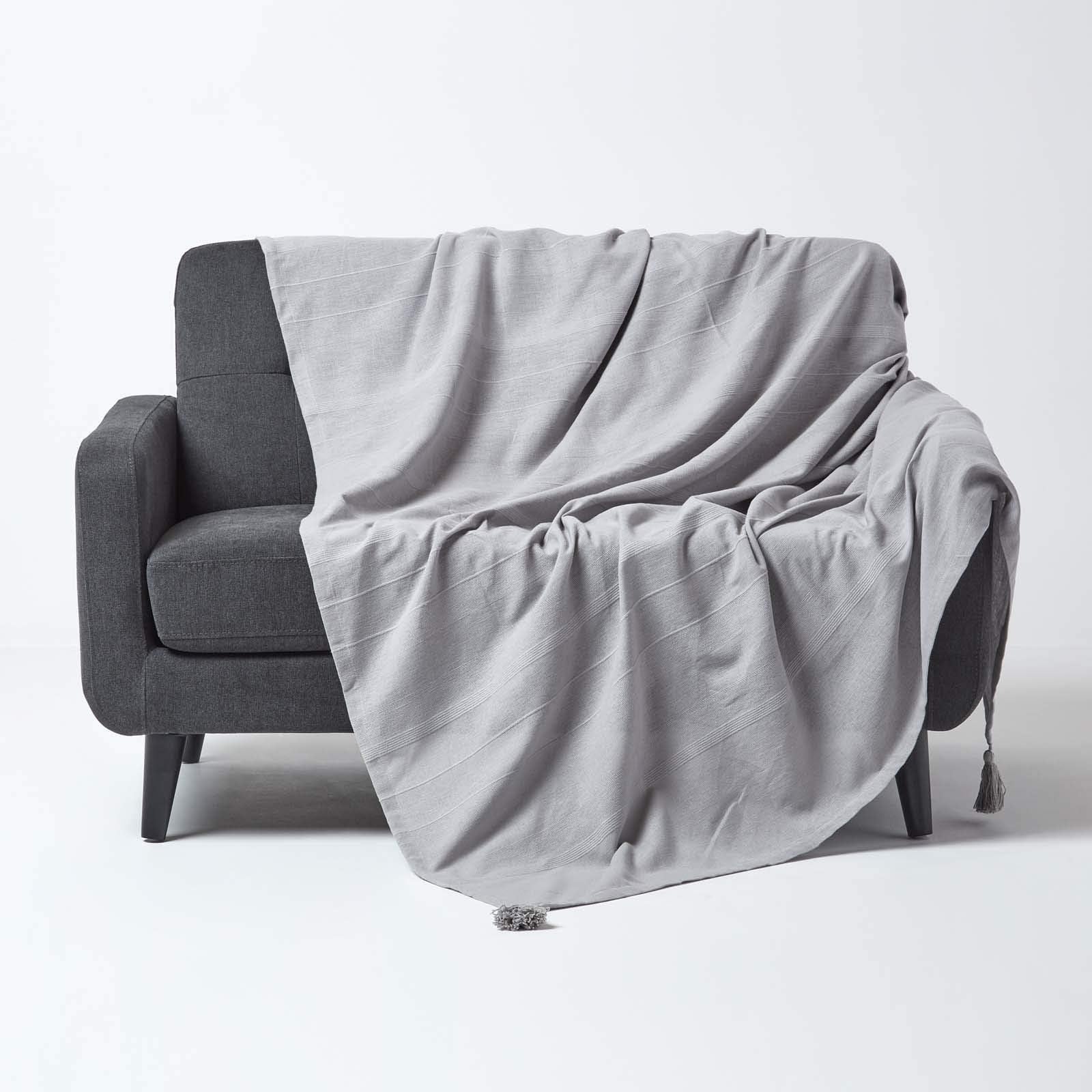 Jeté de canapé/ Couvre-lit Blanc Cassé 100% coton