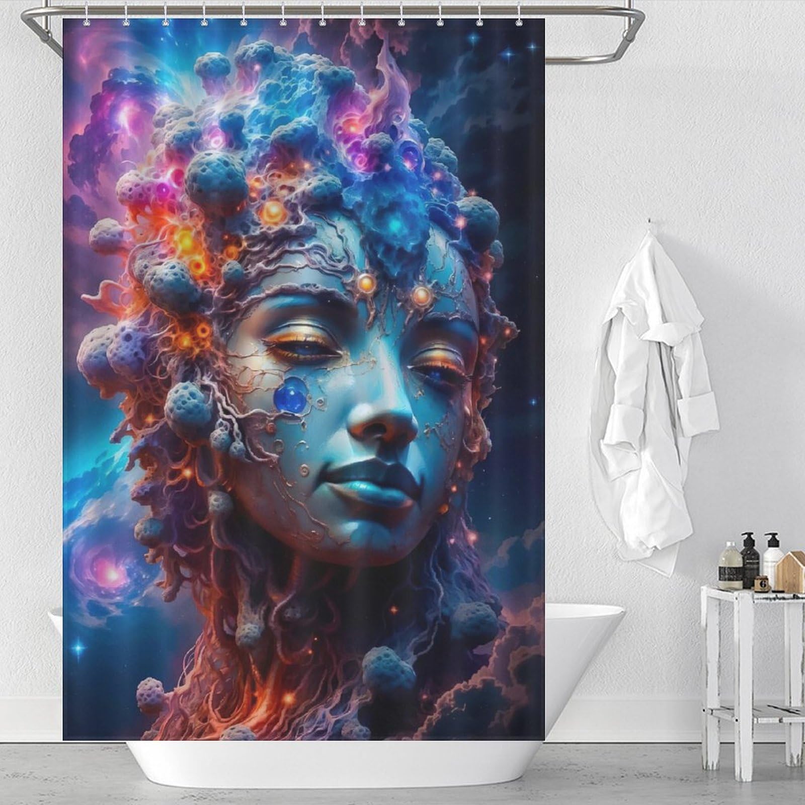 Rideau de douche anti-moisissure facile à nettoyer pour sol sec