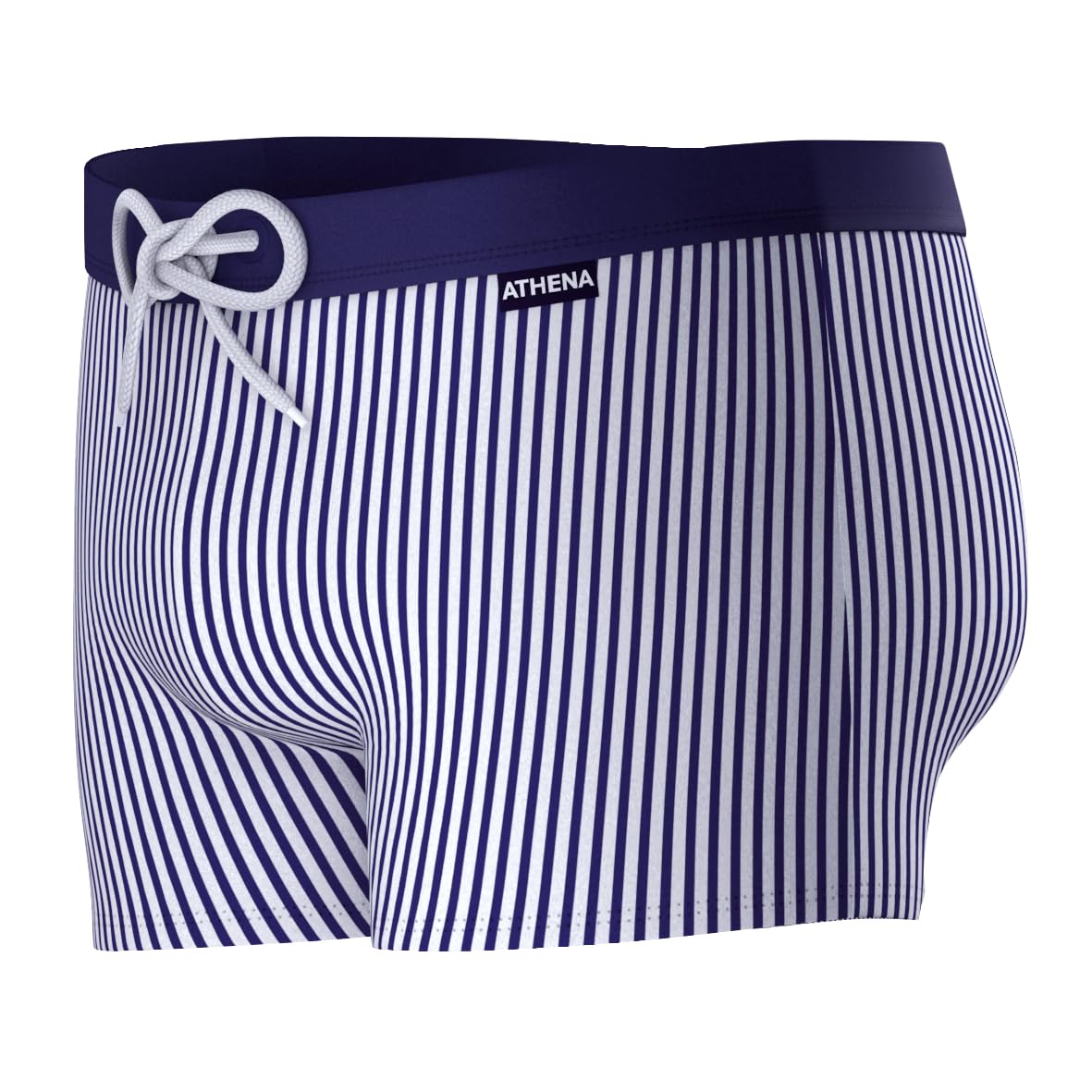 Athena – Boxer de Bain Homme – Summer Camp – Motif Rayures All Over – Ceinture Contrastée