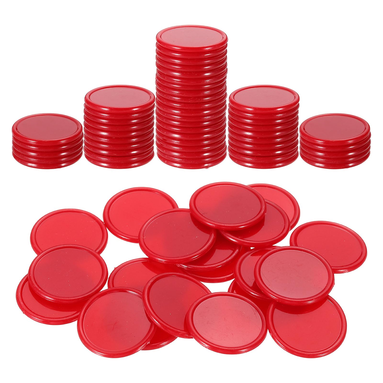 Lot De 100 Jetons De Poker Rouges 25 Mm - Plastique PS Opaque - Compteurs Pour Bingo, Jeux De Société Et Apprentissage - Accessoire Soirée