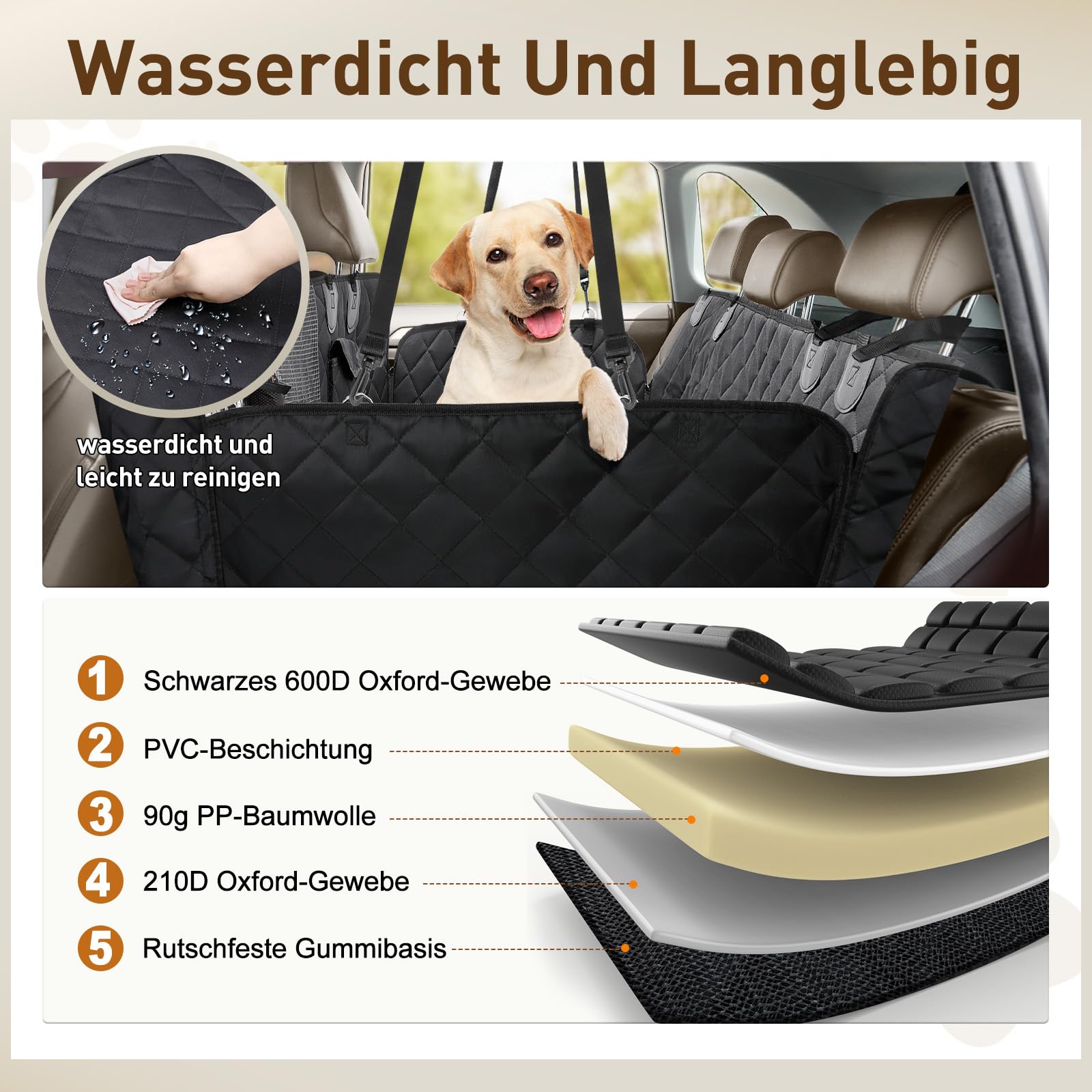 Gimars Hundedecke Auto Rückbank, 157x137cm Große Verdickte Kratzfest Wasserdicht Hunde Autositz Rückbank, Universal Hundedecke Auto Mit Abnehmbarer Vorderer Abdeckung Und Sichtfenster Für PKW LKW SUV