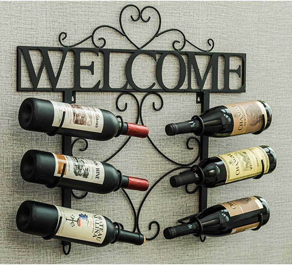 Countertop Wine Racks Wall Mounted Wine Racks, Red Wine Storage Racks, Champagne Drink Wine Shelf for Living Room Restaurant Bar Wall Shelf Wine Holder Wine Cellar Gift (Color : Black)