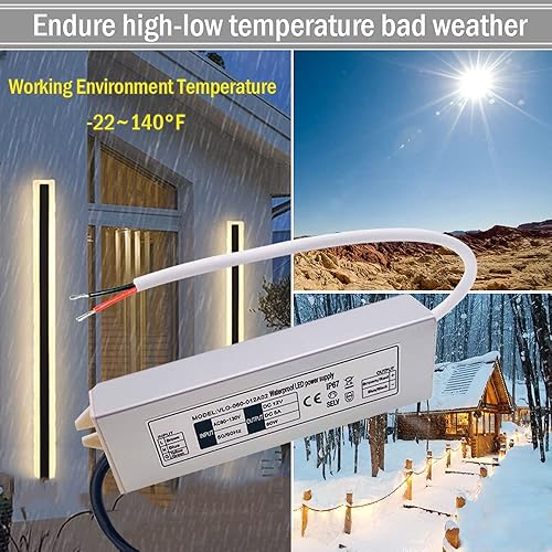 Miniatura 6 de Fuente de alimentación LED de 12 V, adaptador de transformador de bajo voltaje, AC90-130V a DC12V 8.33A 100 vatios LED controlador impermeable IP67