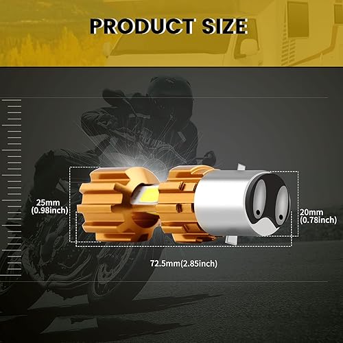 Miniatura 5 de YM E-Bright BA20D - Bombilla para motocicleta, 3 bombillas LED COB de 18 W, haz alto y bajo, color blanco, paquete de 2